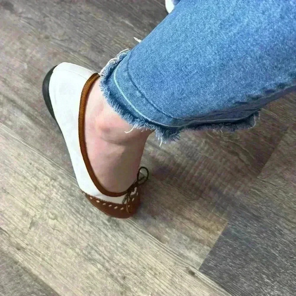 Paul Mayer Oxford Leather Ballet Flats Size 8.5 Preppy Office Saddle Office Shoe - Picture 4 of 10